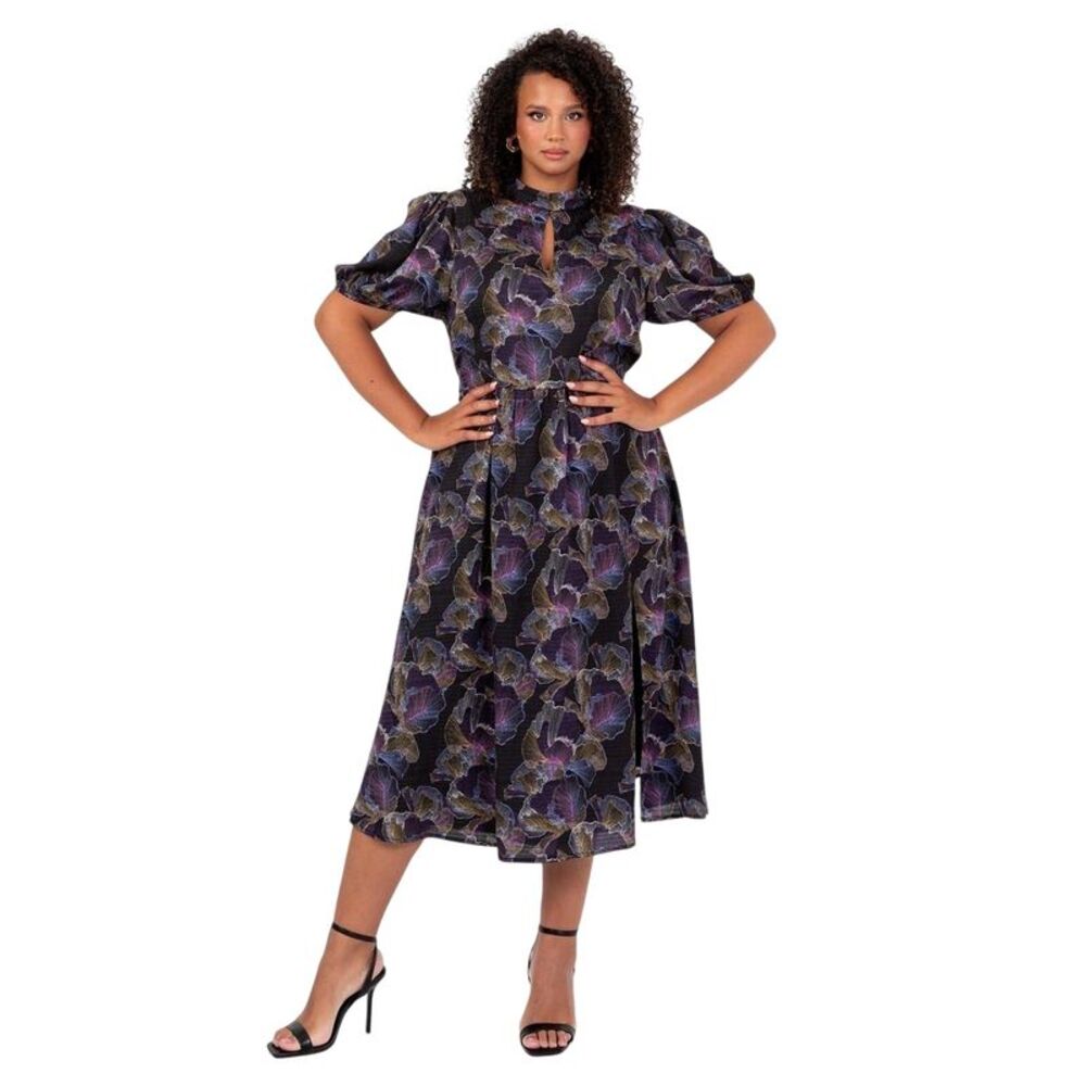 Lovedrobe Womens/Ladies Keyhole Regular Puff Sleeve Midi Dress / Multicolored Pr